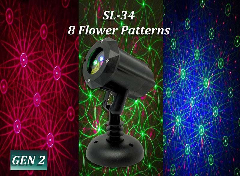 SL-34 - RGB Moving 8 Flower Garden Pattern Laser Light | 2nd GEN