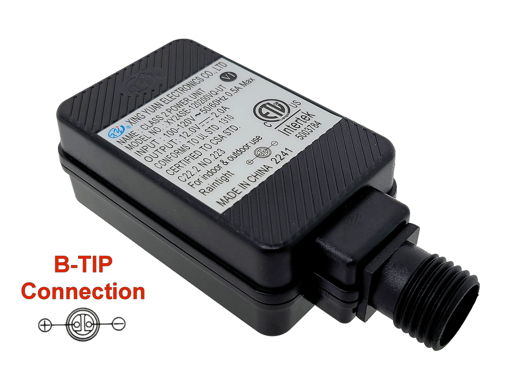 Xing Yuan 12v 2A Power Adapter Connection TIP B | INTERTEK