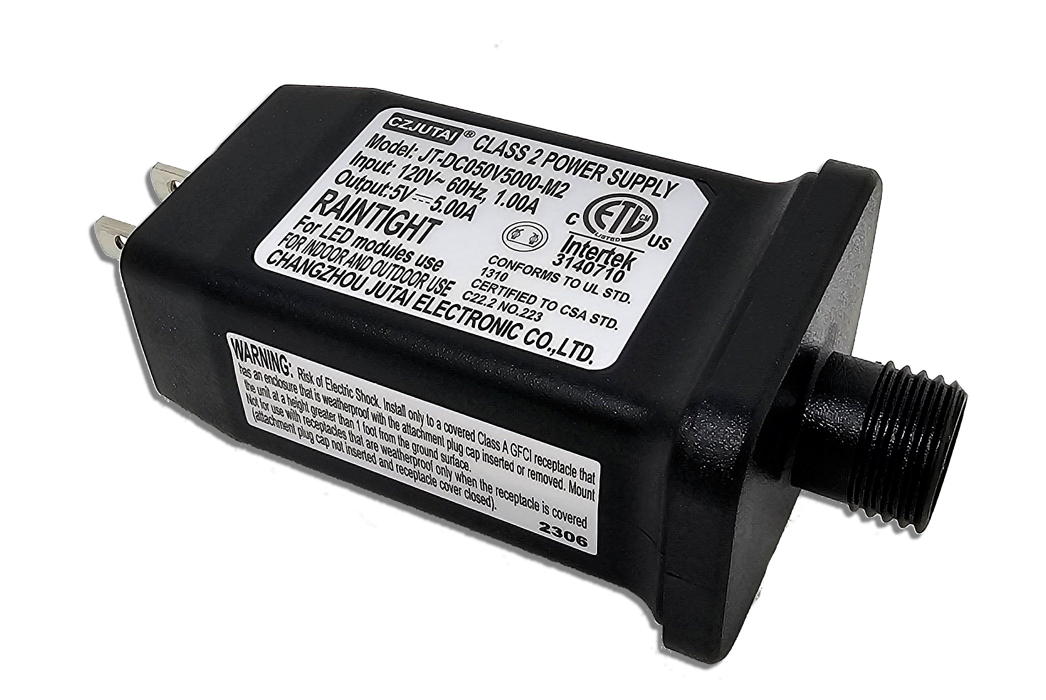 CZJUTAI 5 volt 5.00A LED Class 2 Power Supply Intertek 3140710 JT-DC05 ...