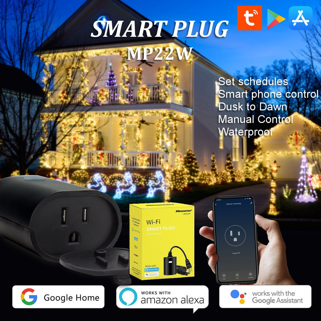 WiFi Outdoor Smart Plug - Minoston MP22W – Spectrum Laser Lights