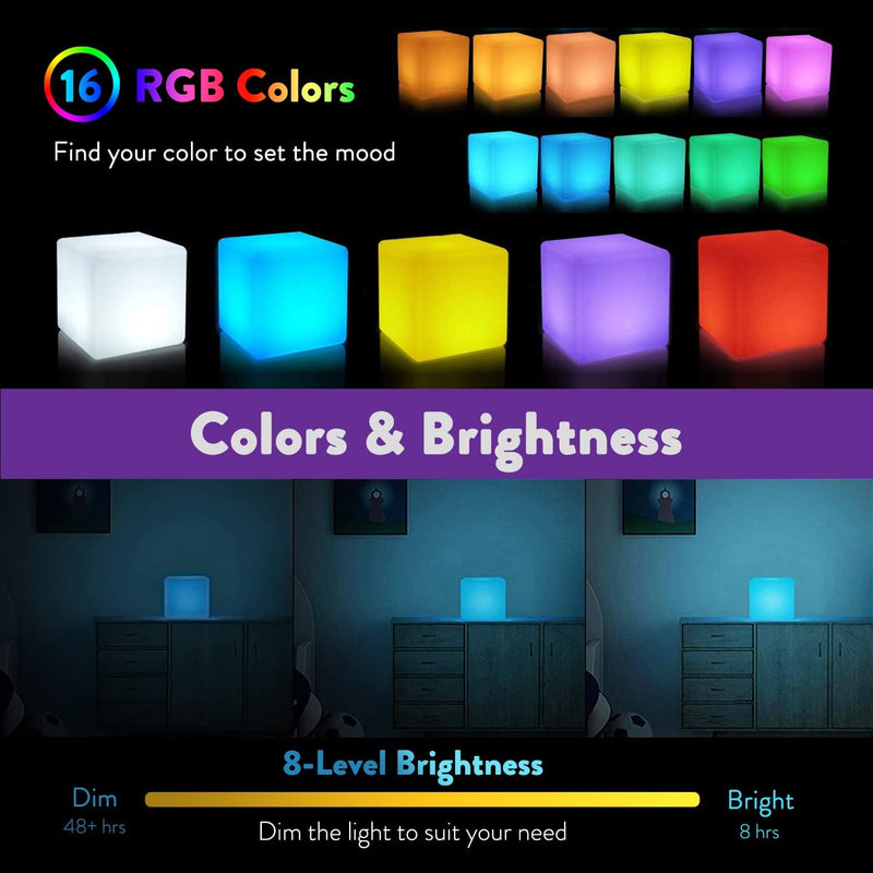 Spectrum Cubes - RGBW LED CUBE - Outdoor and Indoor Light - Rechargeable Waterproof IP68 rated for Pool, Landscape, Weddings and Events