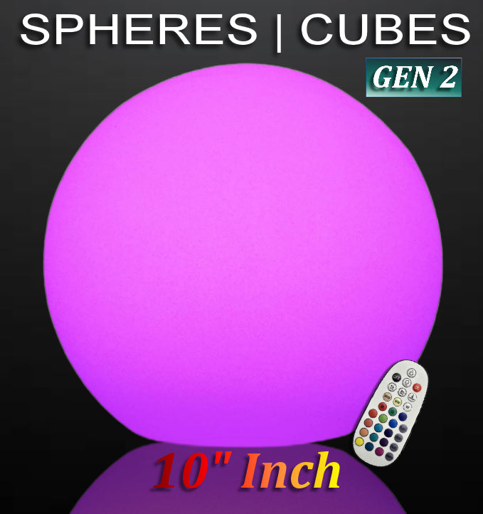 10" LED Sphere GEN2 - RGBW LED BALL/ORB - Indoor/Outdoor Light - Rechargeable Waterproof IP68 rated for Pool, Landscape, Weddings & Events