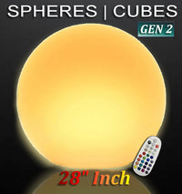 28" LED Sphere GEN2 - RGBW LED BALL/ORB - Indoor/Outdoor Light - Rechargeable Waterproof IP68 rated for Pool, Landscape, Weddings & Events