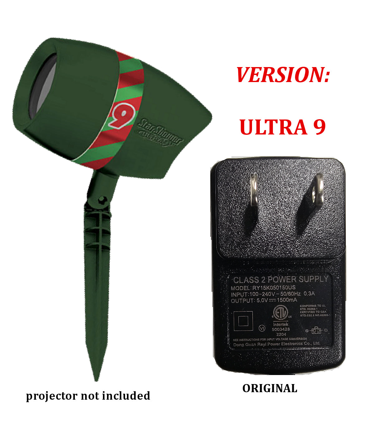 Star Shower Replacement Power Supply Adapter Plug v2 Intertek 5004021