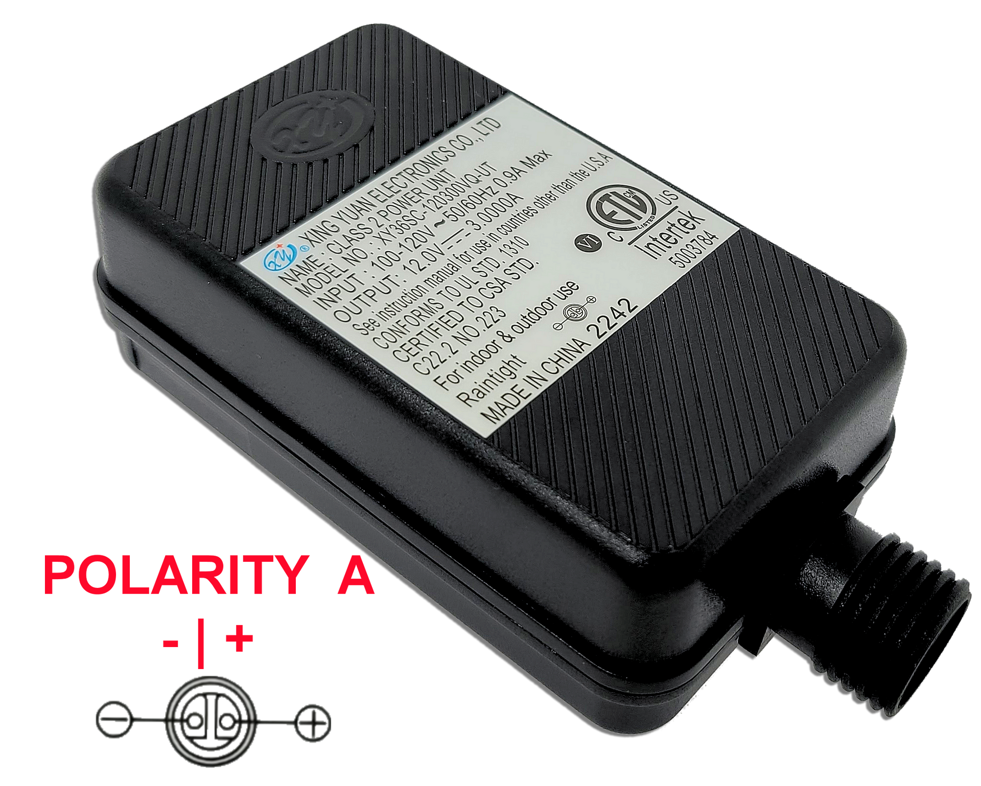 Xing Yuan 12v 3A Power Adapter Connection TIP B | INTERTEK 5003784