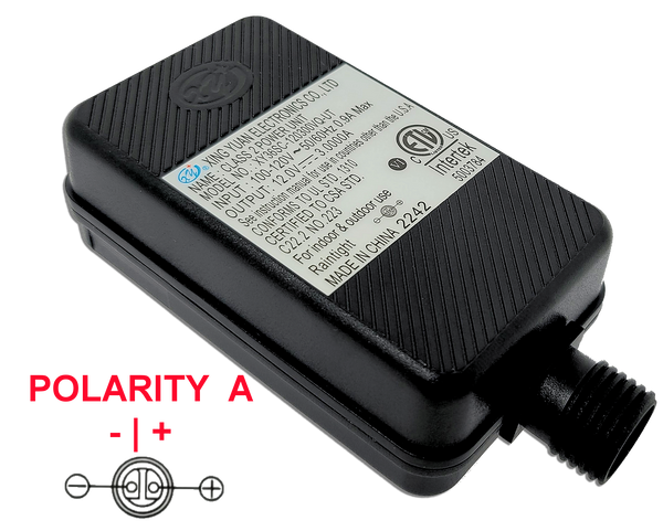 Xing Yuan 12v 3A Power Adapter Connection TIP B | INTERTEK 5003784