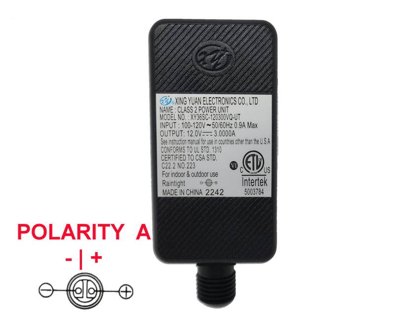 yu 1207 Xing Yuan 12v 3A Power Adapter Connection TIP B | INTERTEK