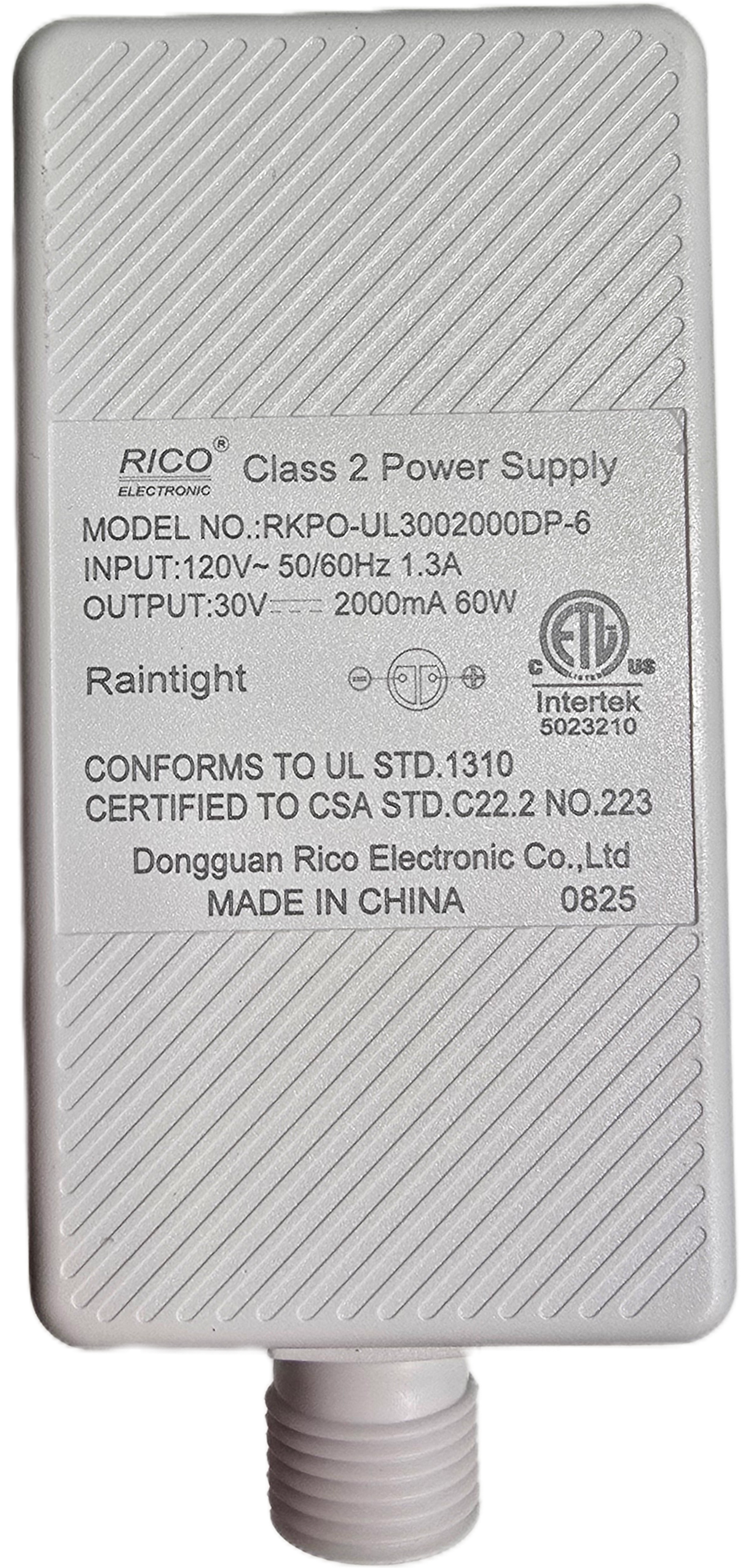 Dongguan RICO Electronic - Power Supply 30v 2000mA RKPO-UL3002000DP-6 White