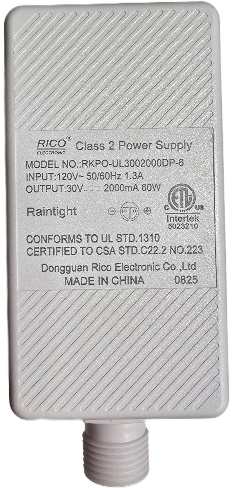 Dongguan RICO Electronic - Power Supply 30v 2000mA RKPO-UL3002000DP-6 White