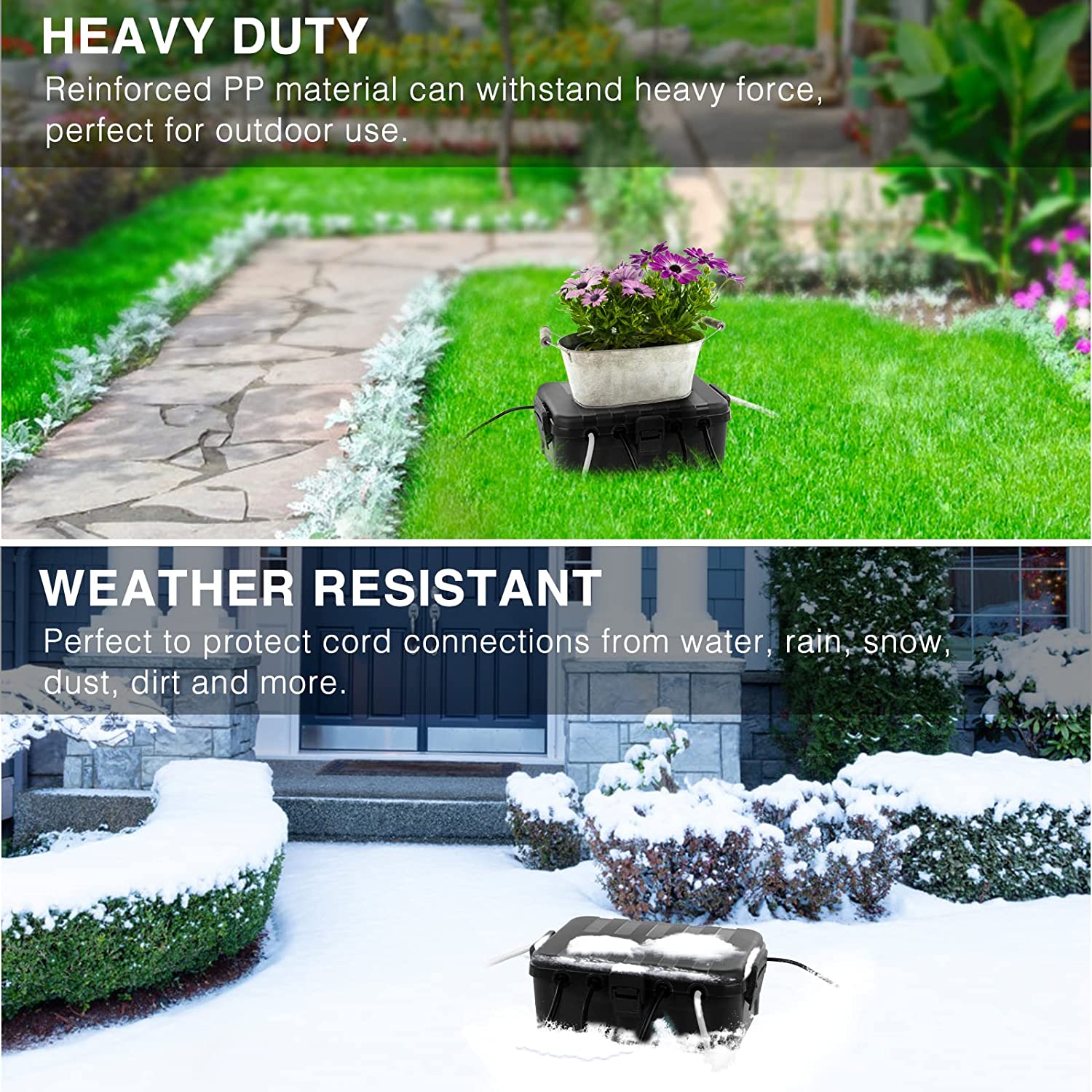 Large Outdoor Safety Enclosure Cover - Power Adapter - Extension Cord Safety Cover - IP44 Waterproof Seal, Weatherproof Electrical Enclosure Large Box