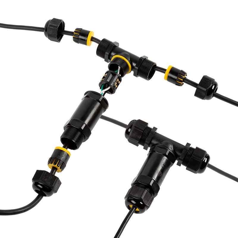 Splice Waterproof Cable Gland Connector 3-way T-Connector IP68