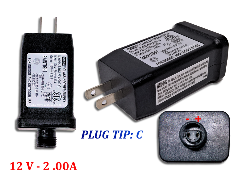 CZJUTAI 12 volt 2.00A Laser Light Replacement Power Supply  JT-DC120V2000-G  TIP-C - Spectrum Laser Lights