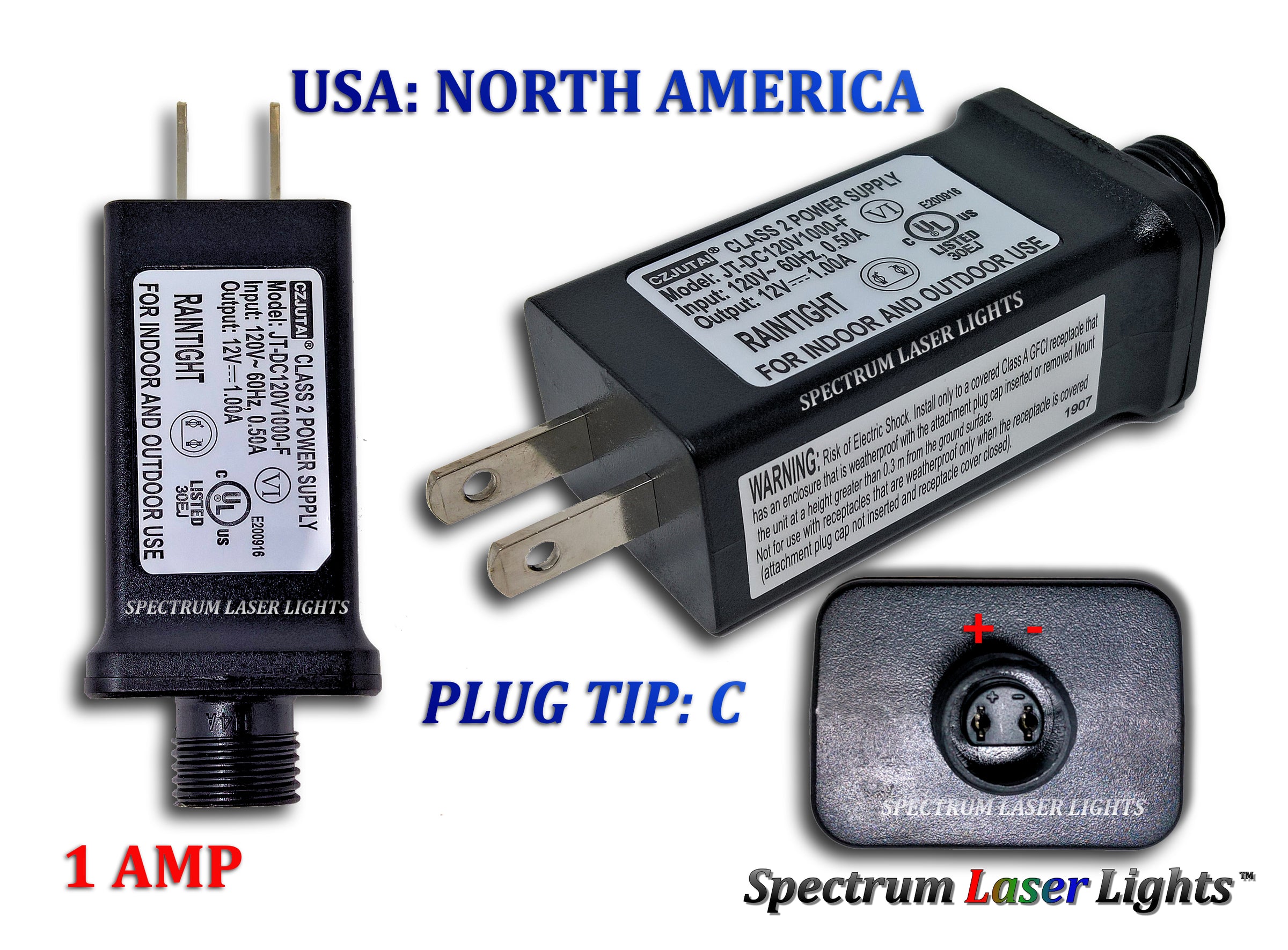 CZJUTAI 12 volt 1.00A Laser Light Replacement Power Supply JT-DC120V1000-F  TIP-C - Spectrum Laser Lights