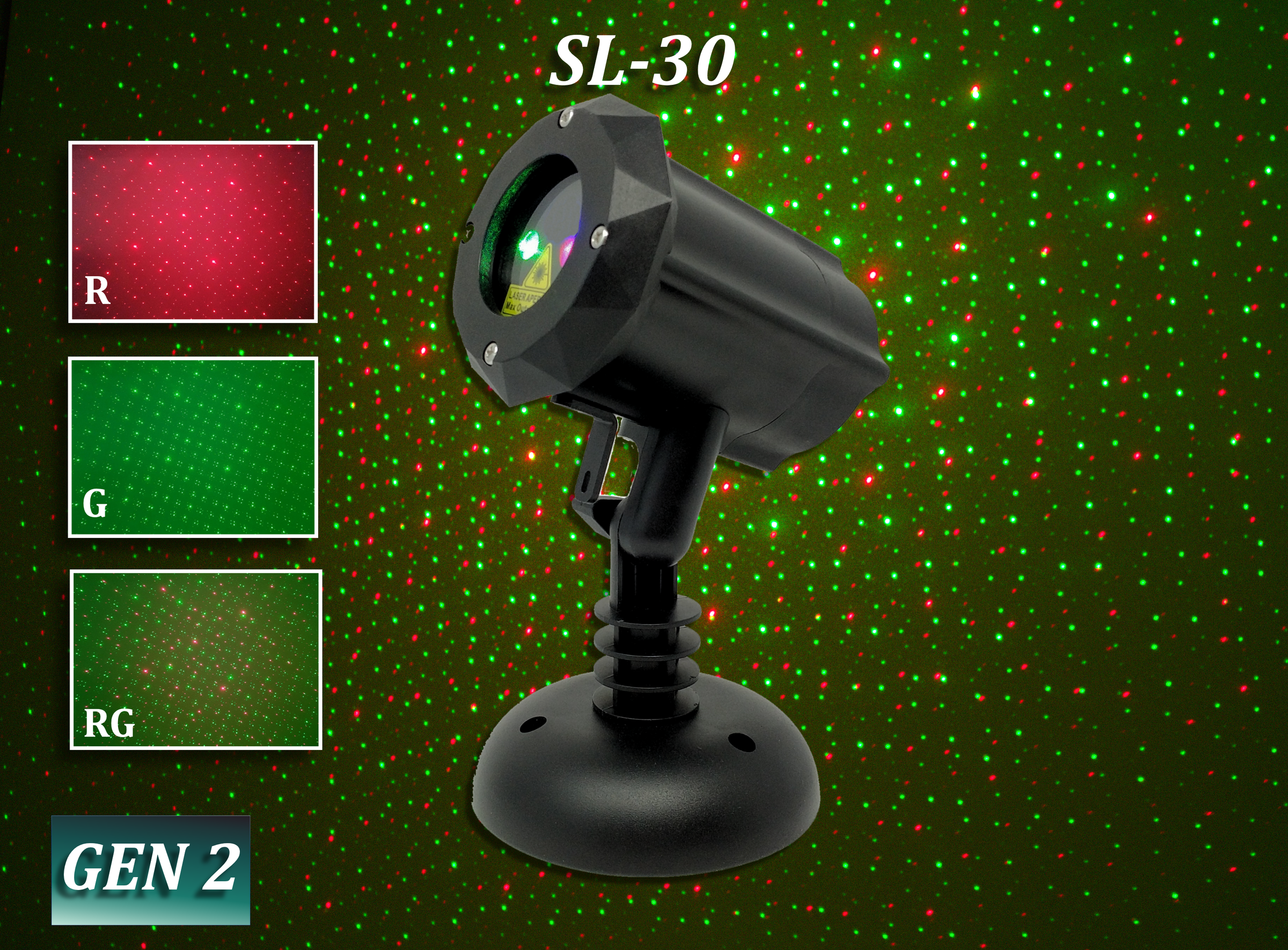 SL-30 - Red Green Moving Firefly Laser Christmas Light Projector