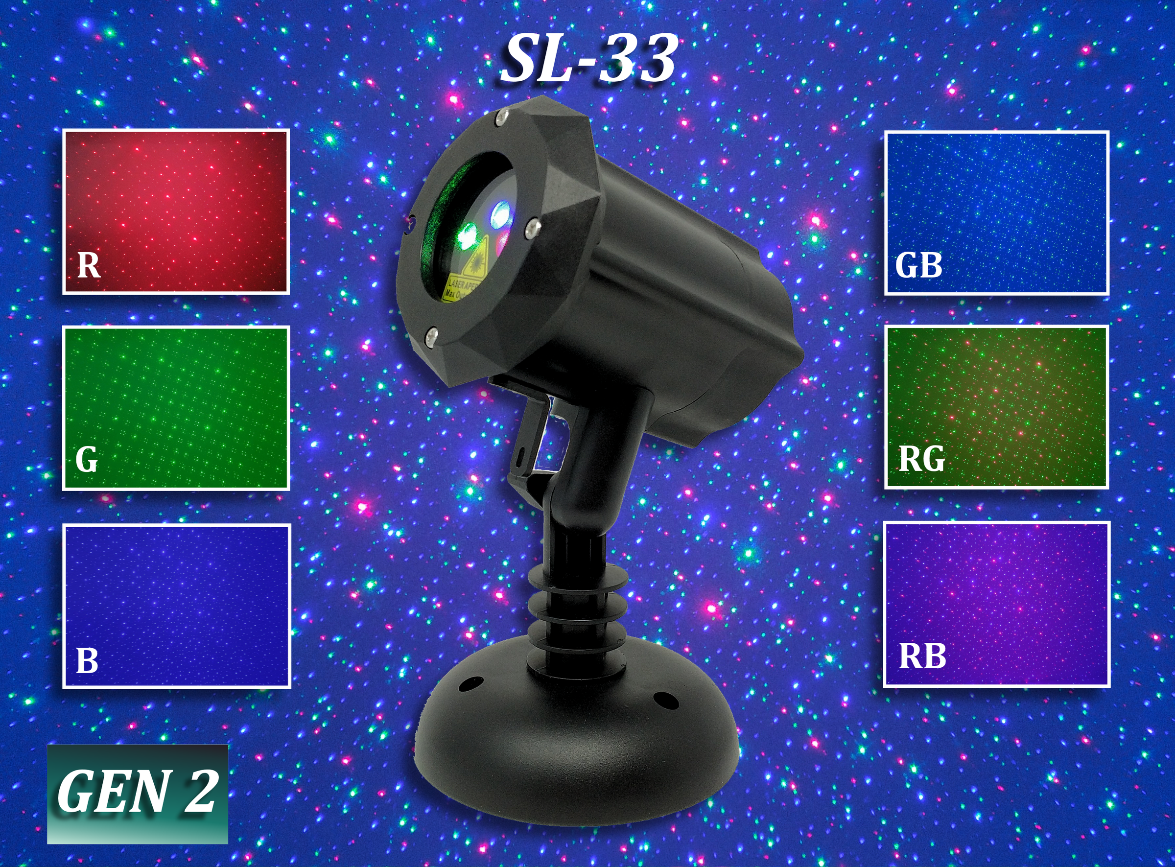 SL-33 - RGB Moving Firefly Laser Christmas Light | 2nd GEN v2 - Spectrum Laser Lights