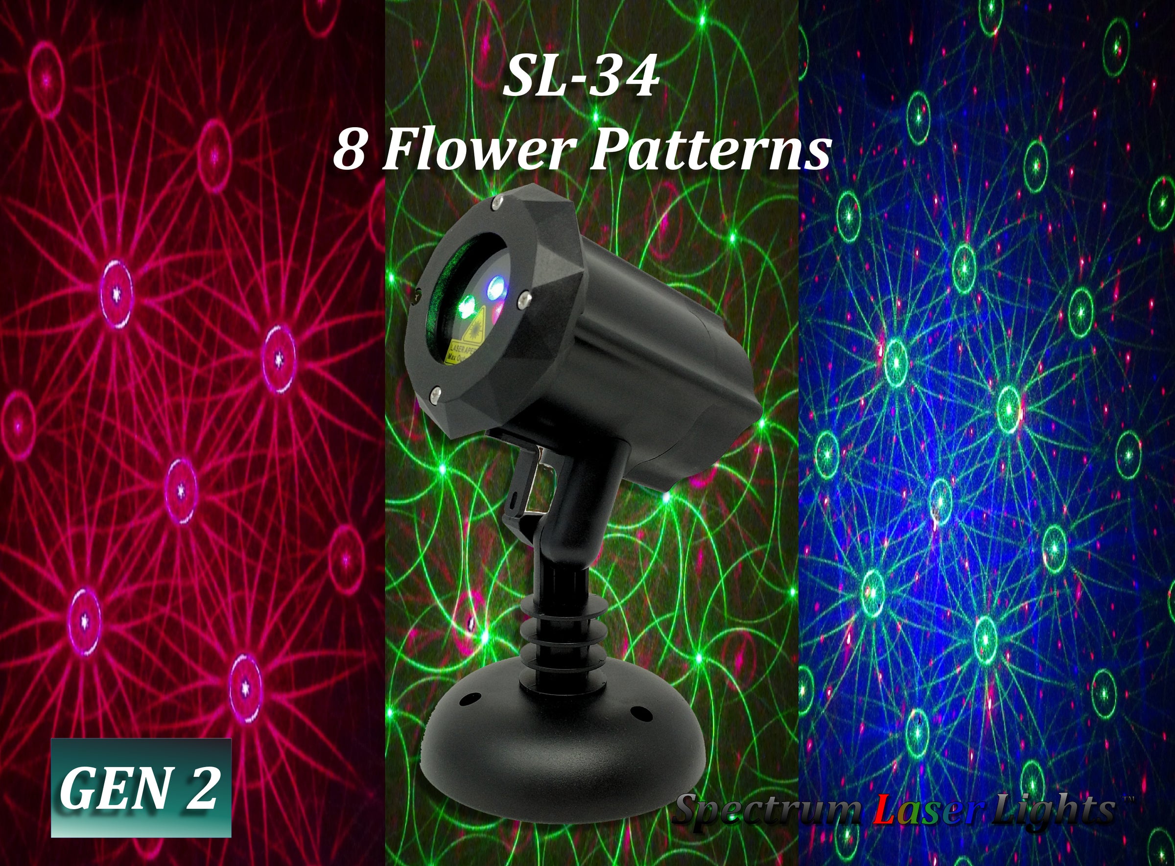 Patterns Of Laser Show Projector SL 34 RGB Moving 8 Flower Garden