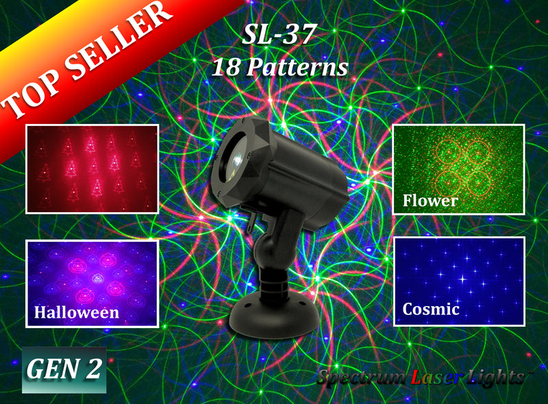 SL-37 - RGB Moving 18 Pattern Laser Christmas Light -2nd GEN v2 - Spectrum Laser Lights