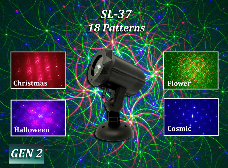 SL-37 - RGB Moving 18 Pattern Laser Christmas Light -2nd GEN v2 - Spectrum Laser Lights