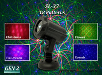 SL-37 - 3 PACK - RGB Moving 18 Pattern Laser Christmas Light -2nd GEN - Spectrum Laser Lights