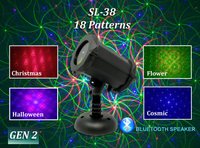 SL-38 - RGB Moving 18 Pattern Laser Christmas Light with Bluetooth Speaker - 2nd GEN v2 - Spectrum Laser Lights