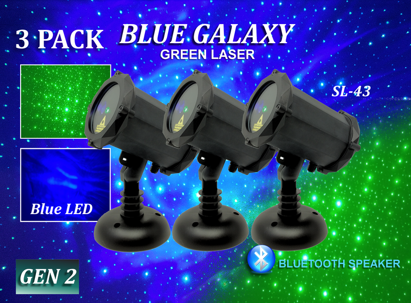 SL-43 - 3 Pack - Blue Galaxy | Green Laser Christmas Light with Bluetooth Speaker - 2nd GEN v2 - Spectrum Laser Lights