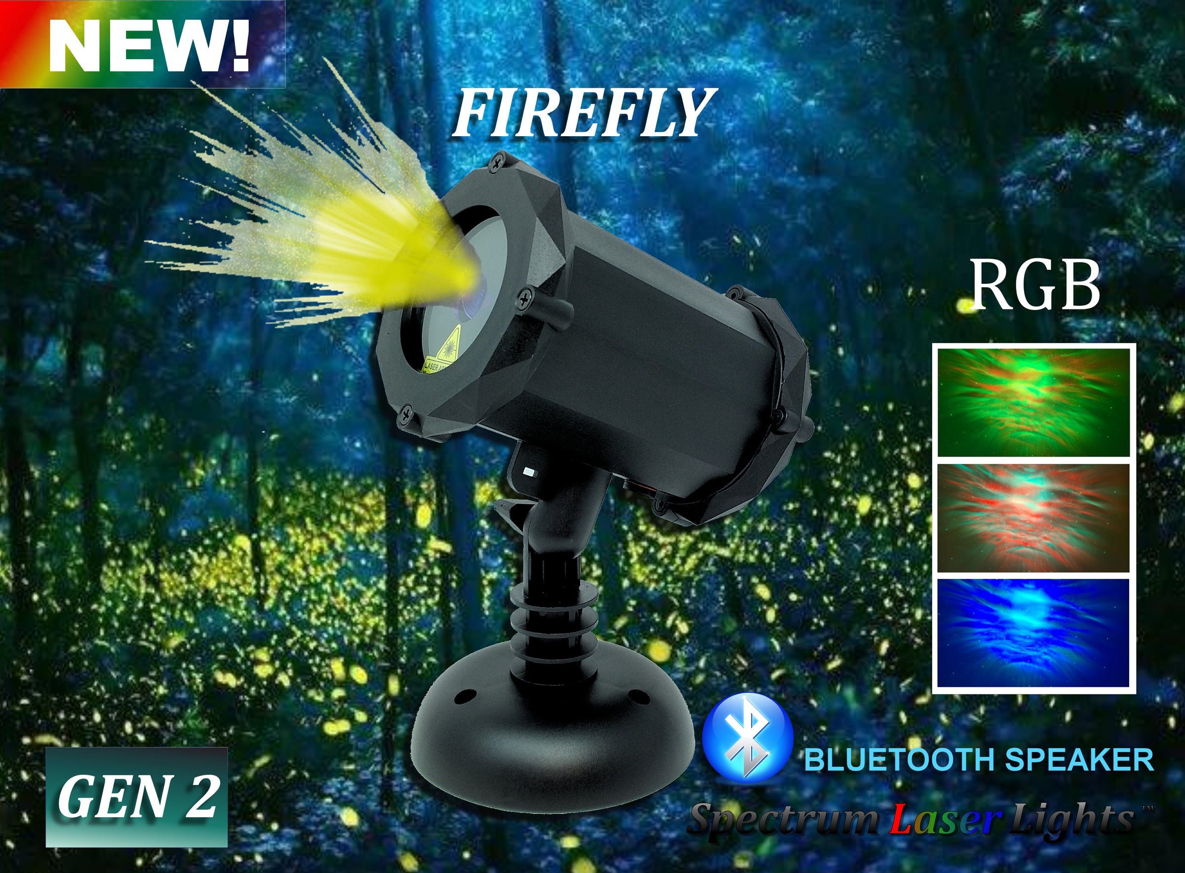 Pre-Order 10/27/21 - SL-56 Summer Firefly Yellow Laser Light / RGB Cosmic Clouds LED / Bluetooth Speaker - Spectrum Laser Lights